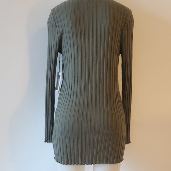 NWT Womens Nation Ltd. Nori Olive Green Ribbed Long Sleeve Dress L * - Picture 9 of 10